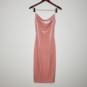 Cider Womens Velvet Draped Neckline Bodycon Slip Dress Pink Size S Y2K Feminine